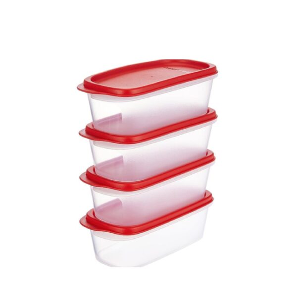 Tupperware Plastic Smart Saver Storage Container Sets (4, 500 Ml), Red