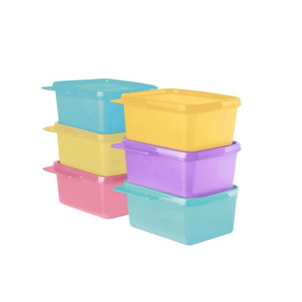 Tupperware Plastic Refrigerator Container - 500ml, 6 Pcs, Green, Purple, Pink, Blue, Yellow