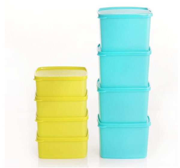 Tupperware Cool n Fresh Plastic Container (Blue, Green ; 490ml, 800ml ) - 4 Pc Each