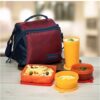 Tupperware Tp-860-T187 Plastic Best Lunch (Including Bag) With Two Bowls, One Tumbler And One Square Box All (Purple), 250 Ml