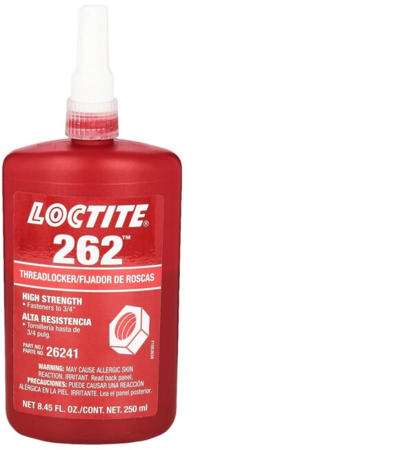 Loctite 135375 Red 262 High Strength Thread Locker, 300 degrees F Maximum Temperature, 250 ml