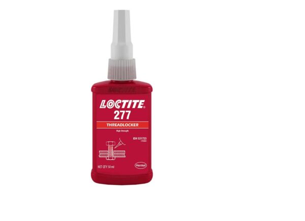 Loctite 277, Threadlocker, Red (50ml), High strength threadlock, prevention of looseing, secure bonding for machinery, engine and vehicles, acrylic adhesive, anaerobic, high temperature resistance, high torque, large bolts and studs (M25)