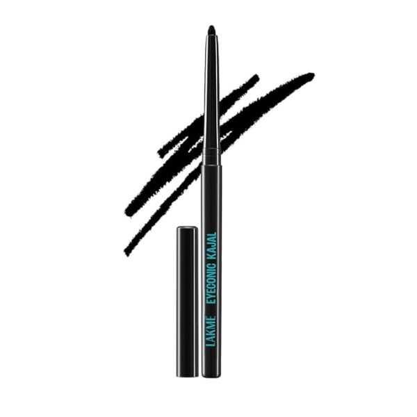 Lakme Eyeconic Black Kajal, Matte Kohl Liner in a Twist Up Pencil - Waterproof, Smudge Proof & Long Lasting Eye Makeup, 0.35 g