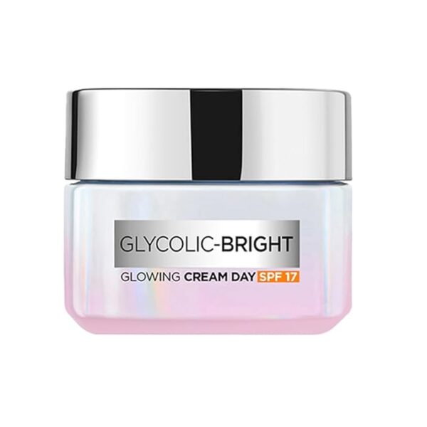 L'Oreal Paris Glycolic Bright Glowing Day Cream, Overnight Brightening Cream, Glycolic Acid in Gel-Like Cream Texture, that Visbily Minimizes Spots & Reveals Glowing skin 50ml