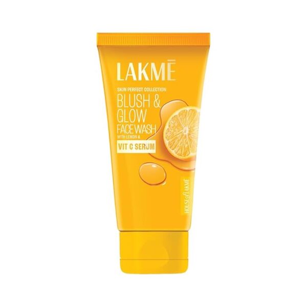 LAKMÉ Blush & Glow Exfoliating Face Wash With Vitamin C Serum, Brightening And Gentle Facewash With Lemon Fruit Extracts For All Skin, 100Gm,1 Count