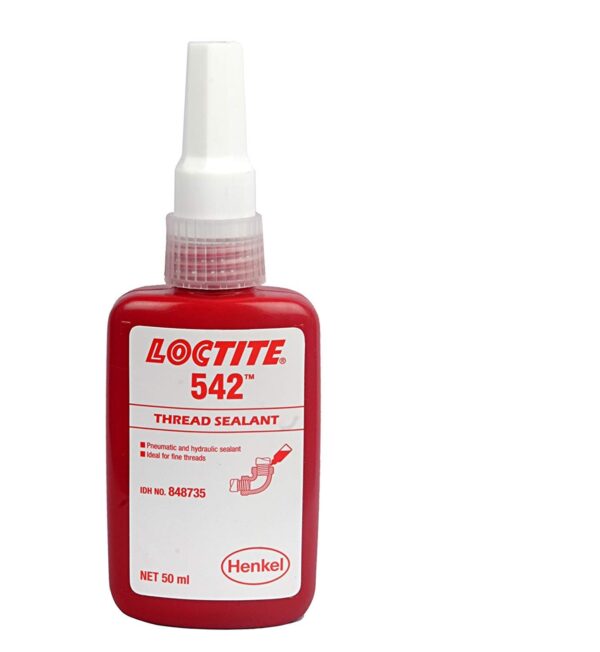 LOCTITE® 542-50ml| medium strength |oil, hydraulic fluids resistant |anti clog fluid filtration systems |Fast curing |hydraulic, pneumatic and general fittings |Instant low pressure seal