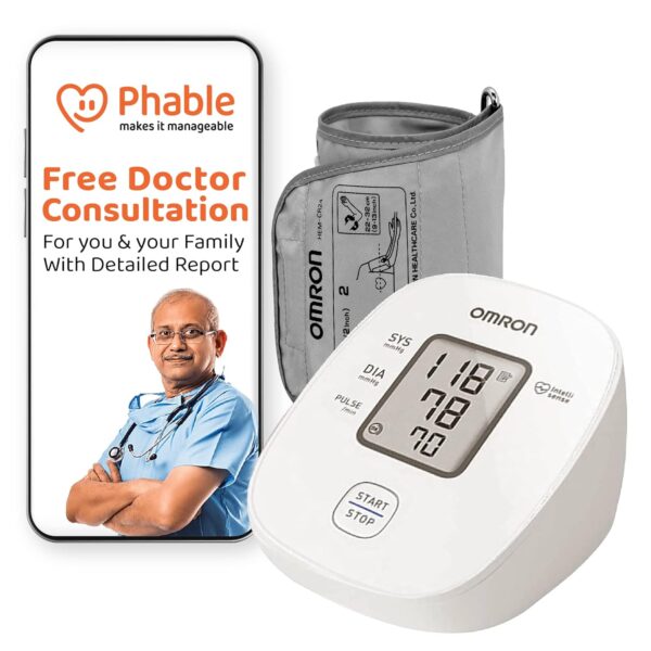 Omron HEM 7121J Digital Blood Pressure Monitor With Phable’s Care 360 Free Doctor Health Assessment