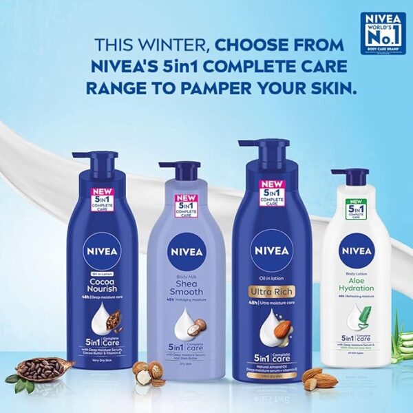 NIVEA Nourishing Body Milk 600ml Body Lotion | 48 H Moisturization | With 2X Almond Oil | Smooth and Healthy Looking Skin |For Very Dry Skin