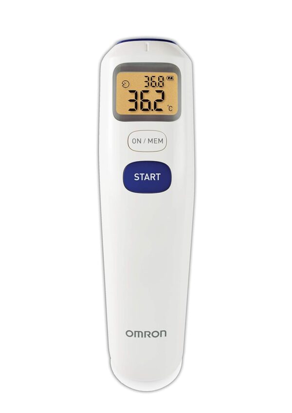 Omron MC 720 Non Contact Digital Infrared Forehead Thermometer With 1 Second Quick Measurement, 3 in 1 Measurement Mode, Auto On/off & Backlight, White, (MC-720_Omron _AW)