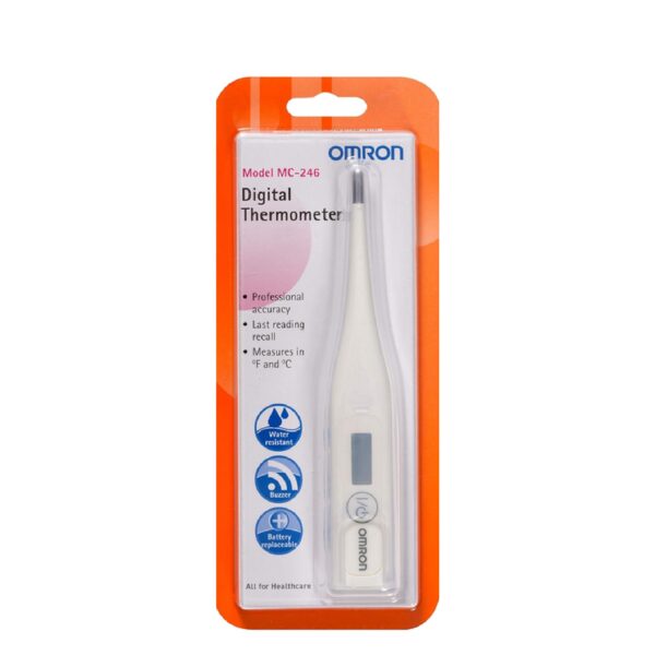 Omron Glass Mc 246 Digital Thermometer With Quick Measurement Of Oral & Underarm Temperature In Celsius & Fahrenheit, Water Resistant For Easy Cleaning