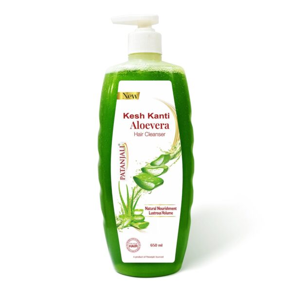 Patanjali Kesh Kanti Aloevera Hair Cleanser 650 Ml, Natural Nourishing Shampoo For Thick & Strong Hair, Scalp Cleansers for Men and Women