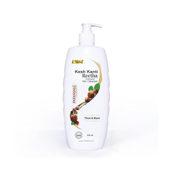 Patanjali Kesh Kanti Reetha Hair Cleanser 650 Ml, Natural Shampoo For Thick & Black Hair, Scalp Cleansers for Men and Women, All Hair Types